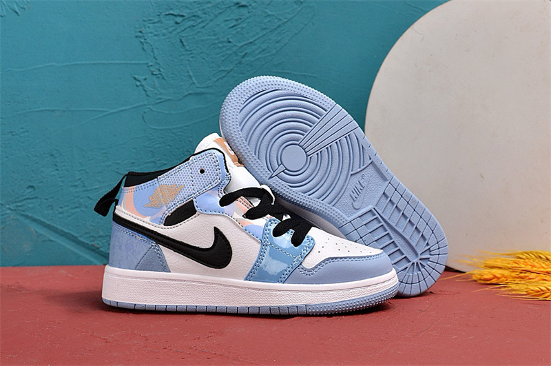 Youth Running Weapon Air Jordan 1 Blue/White Shoes 0148 Youth Running Weapon Air Jordan 1 Blue/White Shoes 0148
